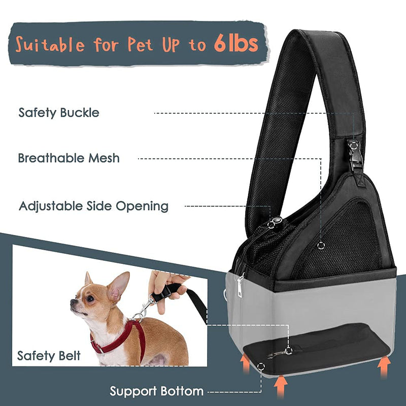 Lukovee Pet Dog Sling Carrier, Hard Bottom Support and Hands Free Papoose Puppy Travel Bag Tote , Breathable Mesh Adjustable Padded Strap Pocket Safety Belt Machine Washable With hard plate bottom support For Pets Up to 6 lbs - BeesActive Australia