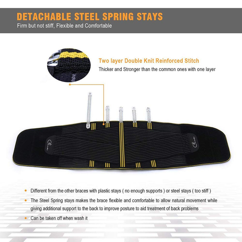 SZ-Climax Lumbar Support Belt - Lower Back Support Brace with Detachable Metal Spring Strips for Pain Relief and Injury Prevention, Sciatica, Spinal Stenosis, Scoliosis or Herniated Disc XXL (Pack of 1) - BeesActive Australia