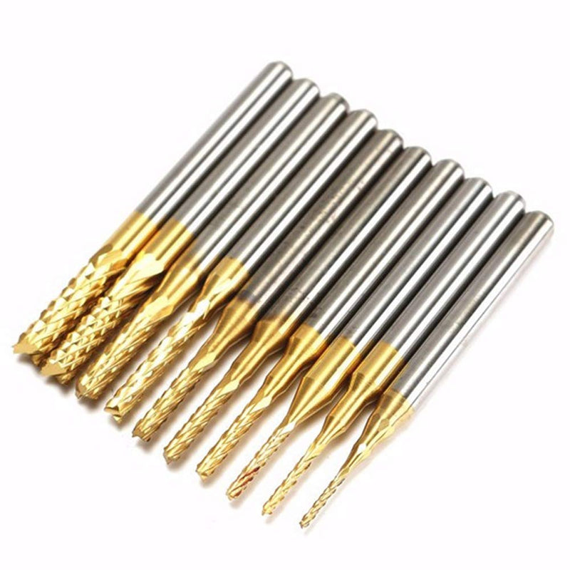 10pcs 0.8-3mm Titanium Coated Engraving Milling Cutter Carbide Bits, 1/8'' Shank for Dremel Rotary Tools by YEEZUGO - BeesActive Australia
