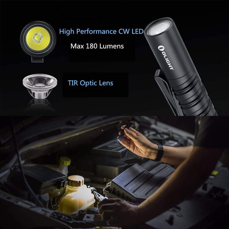Olight I3T EOS 180 Lumens Dual-Output Slim EDC Flashlight for Camping and Hiking, Tail Switch Flashlight with AAA battery Black - BeesActive Australia