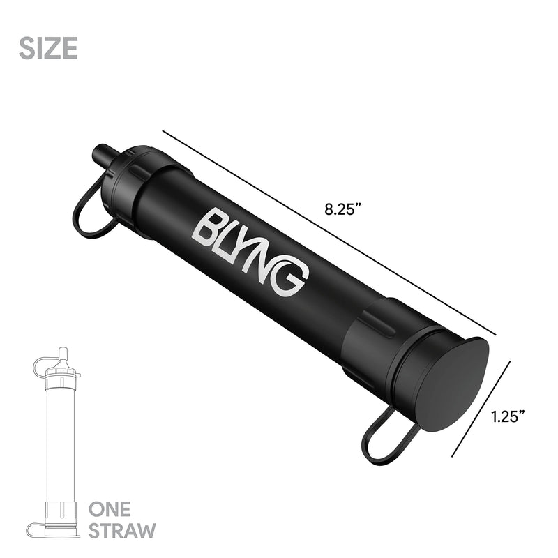 Survival Straw Water Filter - Straw With Filter for Healthy Drinking - Survival Water Filter Blocks 99.99% Microplastics, Water Filter Straw for Hiking, Biking, Camping, Survival Straw Water Purifier. 1 Pack Black - BeesActive Australia