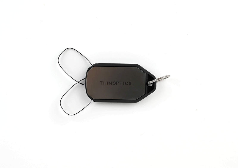 ThinOptics Reading Glasses 1.50 Black Frames With Keychain Case - Compact Foldable Reading Glasses 1.50 Strength With Flex-Fit Technology 1.5 Strength - BeesActive Australia
