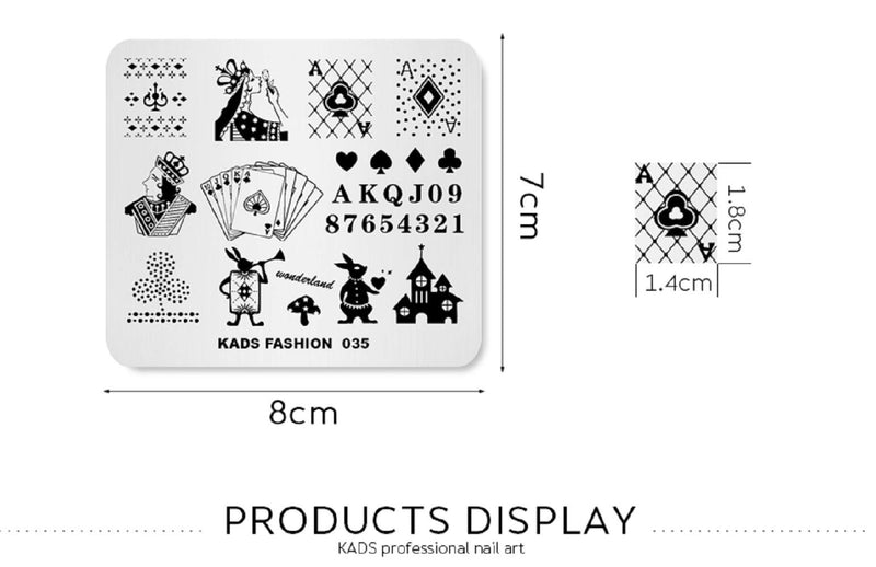 Rolabling Nail Art Stamping Plates Stamping Templates Playing Card Pattern Nail plate Template Image Plate Stencil Nails Tool (FA035) FA035 - BeesActive Australia