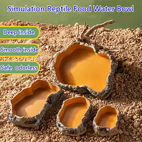 RunXF Extra Large Simulation Rock Reptile Feeding Bowls Resin Corn Snake Ball Python Iguana Bearded Dragon Tortoise Food Water Dish Bathing Bowl Habitat Accessories, 9.5 inch x 6 inch, S - BeesActive Australia