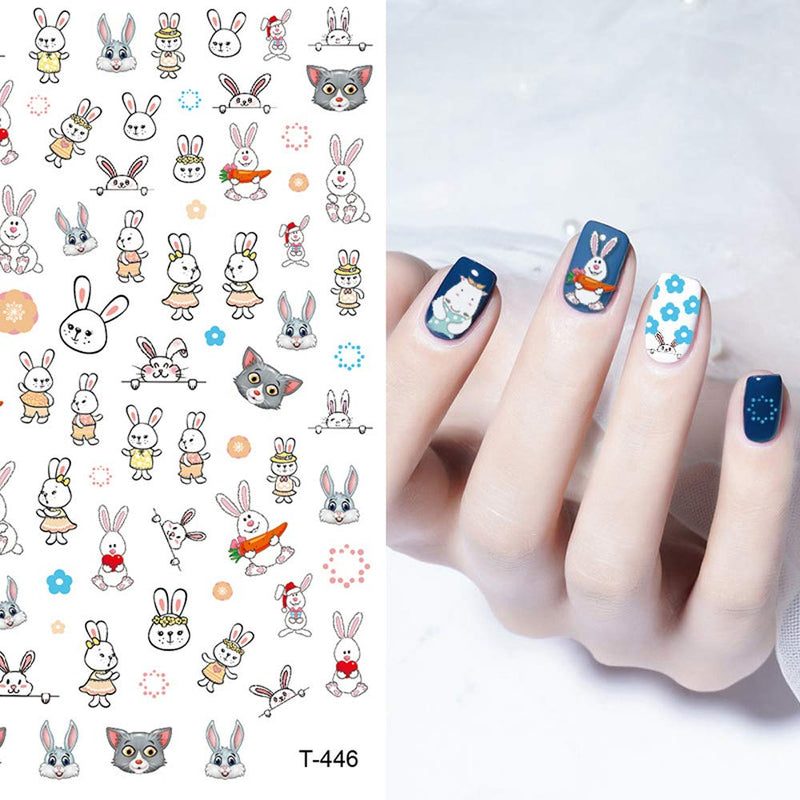 Bonnie-Sam 8 Sheets QUTE Cartoon Koala Rabbit Nail Art Decals Adhesive Nail Decals Sticker for Pretty Girl - BeesActive Australia