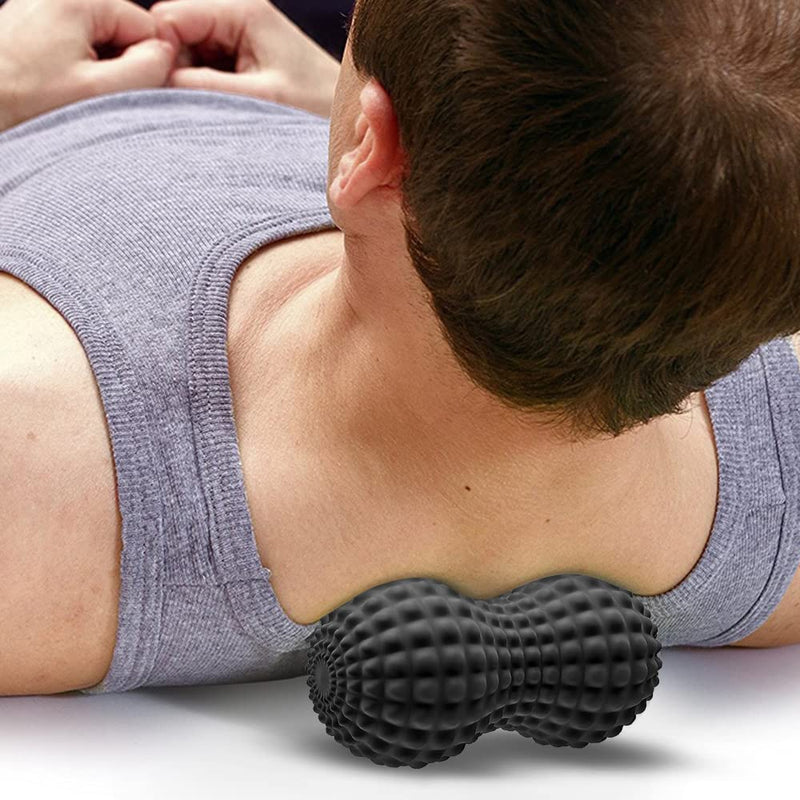 SELEWARE Peanut Massage Ball, Peanut Double Lacrosse Massage Roller Ball for Back Neck Shoulder Spine Legs Hips, Deep Tissue Peanut Roller Ball Trigger Point Muscle Massage Ball, Black - BeesActive Australia