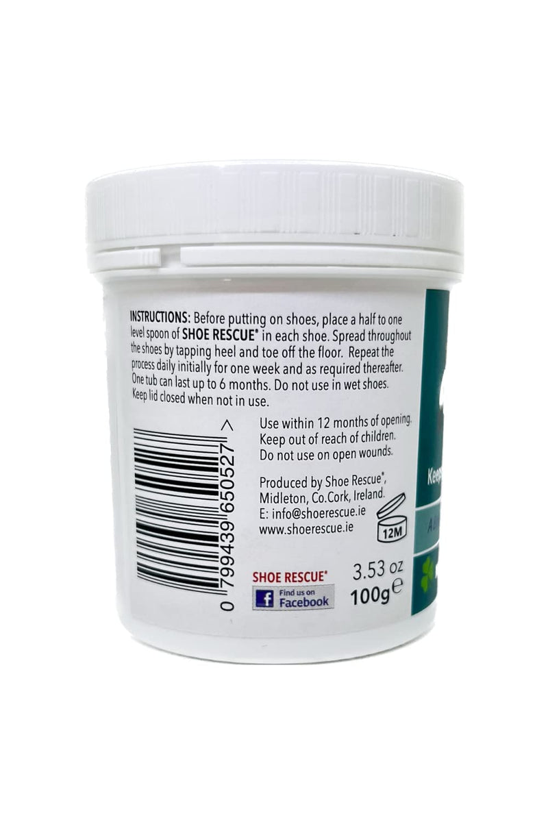 Shoe and foot powder 100g - Foot odour remover and eliminator - Developed by a registered podiatrist Shoe Rescue is a completely natural deodorant remedy to eliminate smelly shoes and feet - Contains beautiful essential oils Tea Tree Lavender and Peppe... - BeesActive Australia