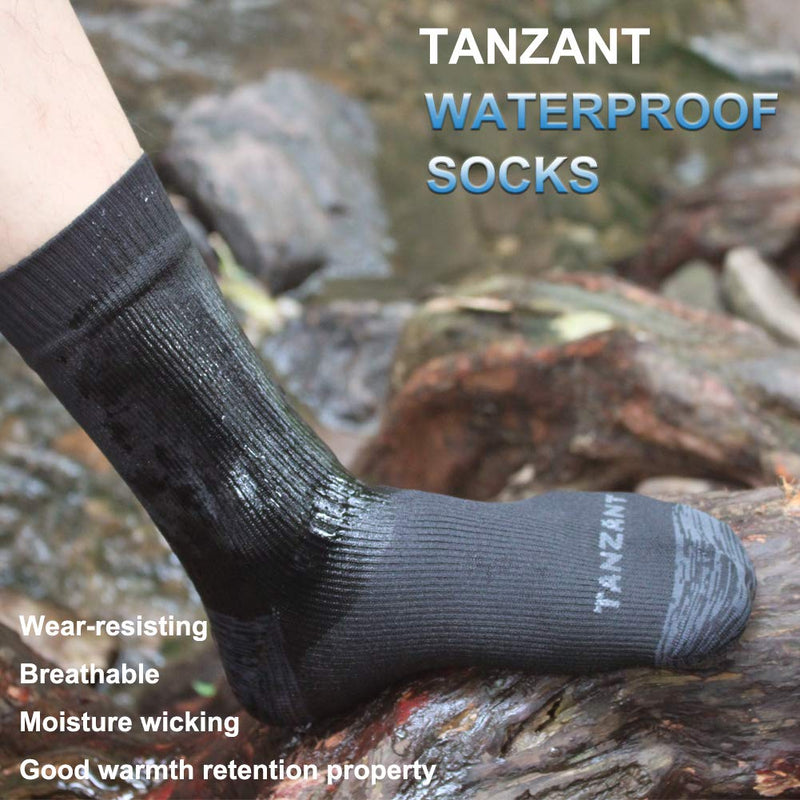 Waterproof Socks Tanzant Breathable men's hiking waterproof socks for men cycling kayaking Skiing Trekking X-Large Black Cotton - BeesActive Australia