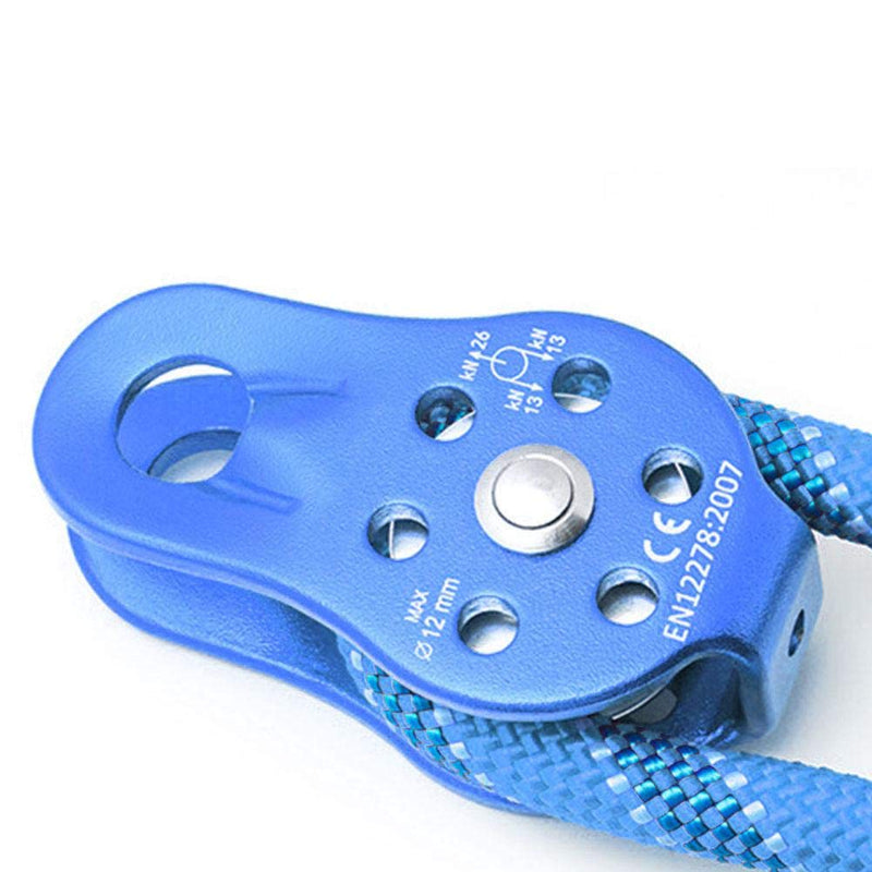 awstroe 26KN Climbing Pulley, Aluminium Alloy Micro Pulley, Heavy Duty Single Swivel Rope Pulley, Rescue Climbing Dual Pulley, for 12mm Rope(Blue) - BeesActive Australia