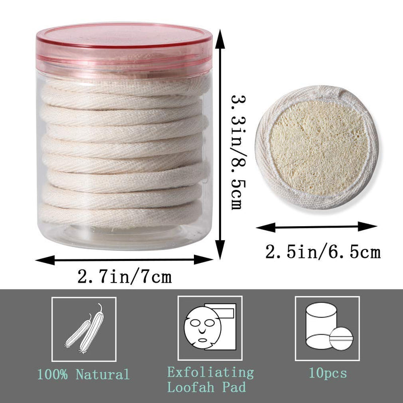 10 Pcs Exfoliating Loofah Sponge Pads, Face Loofah Exfoliator, Natural Luffa Sponge for Cleansing and Exfoliating Facial Skin, Perfect for Bath Spa - BeesActive Australia