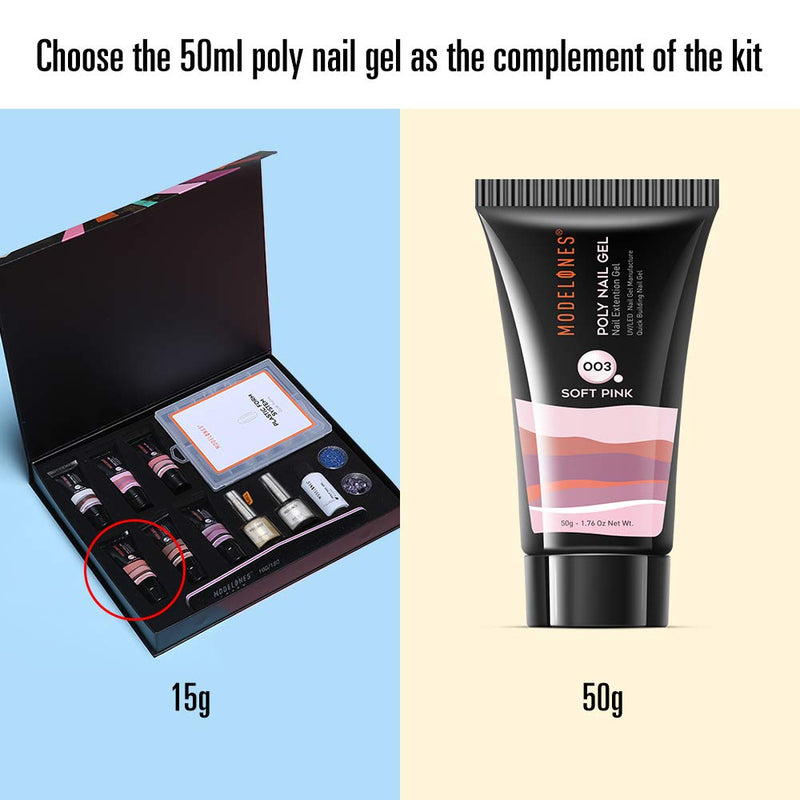 Modelones Poly Nail Gel Builder 50ML 1.76oz Clear Color Nail Extension Gel Enhancement Nail Thickening Acrylic Extension Trial Professional Technician Tool - BeesActive Australia