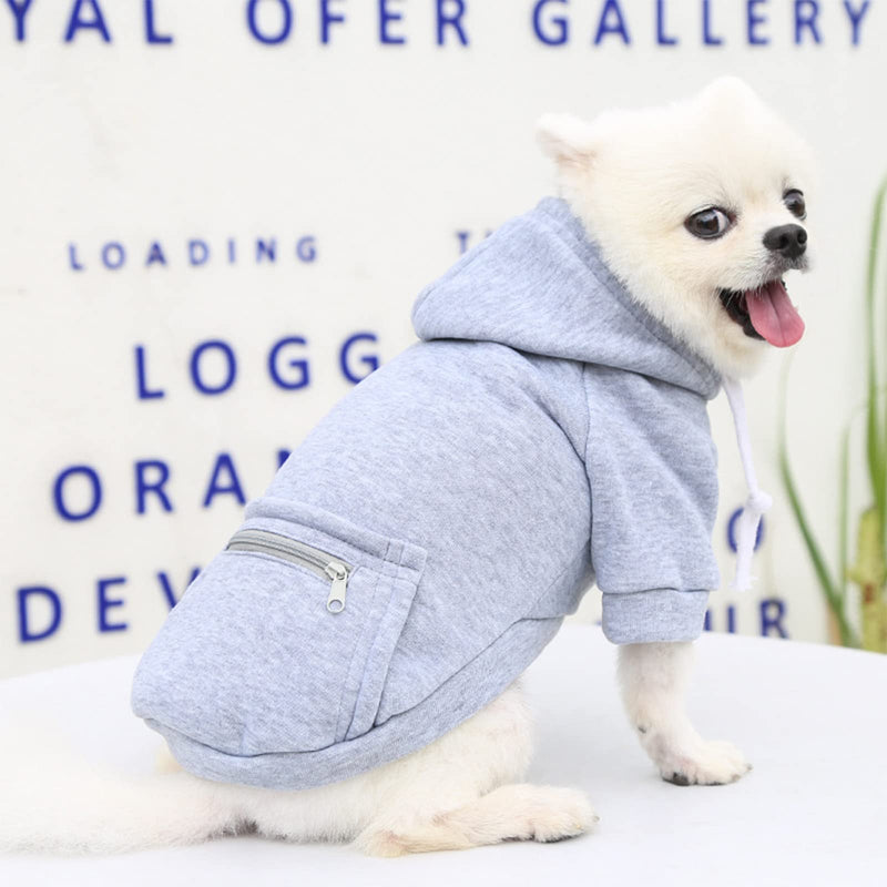 PETCARE Pet Dog Hoodie Sweater Warm Soft Fleece Sweatshirts with Pocket Fall Winter Puppy Cat Sweaters Clothes for Small Dogs Cats Chihuahua Yorkies French Bulldog Outfits M(Fit 4-6 lbs) grey - BeesActive Australia