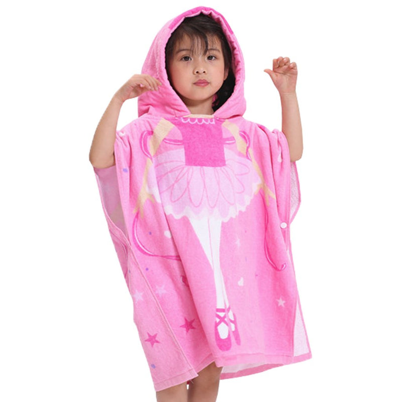 Kids Hooded Bathrobe Bath Towel - Boys Girls 100% Cotton Absorbent Towels for Bath Beach Children Sleepwear Sleepsuit 60*60cm C - BeesActive Australia