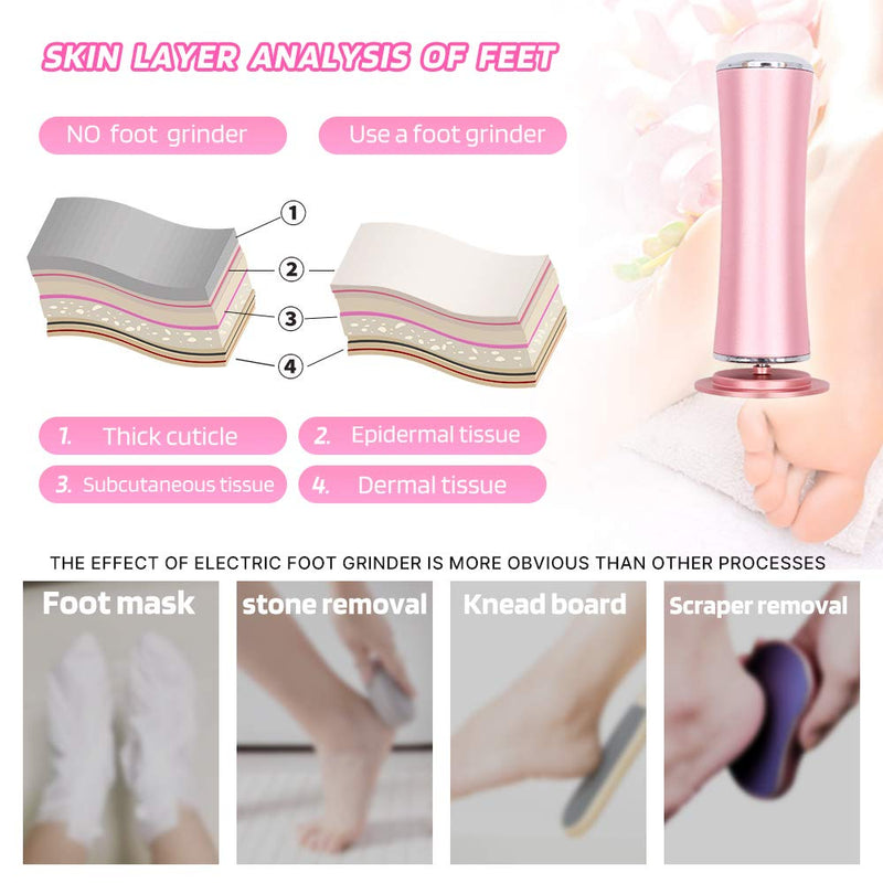 Electric Pedicure Foot Grinder Dead Skin Callus Remover for Foot Pedicure Tools Feet Care for Hard Cracked Foot Files Clean Tool-pink (pink) pink - BeesActive Australia