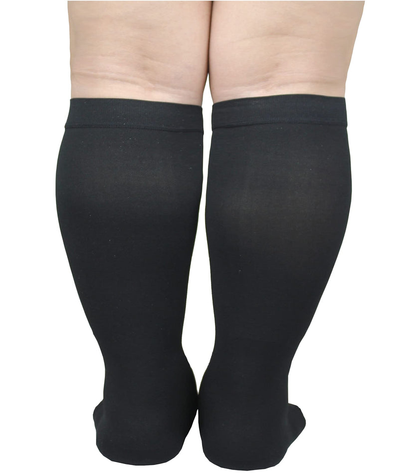Compression Socks for Men and Women 20-30 mmHg Nursing Athletic Travel Flight Socks Shin Splints Knee High - Black L - BeesActive Australia
