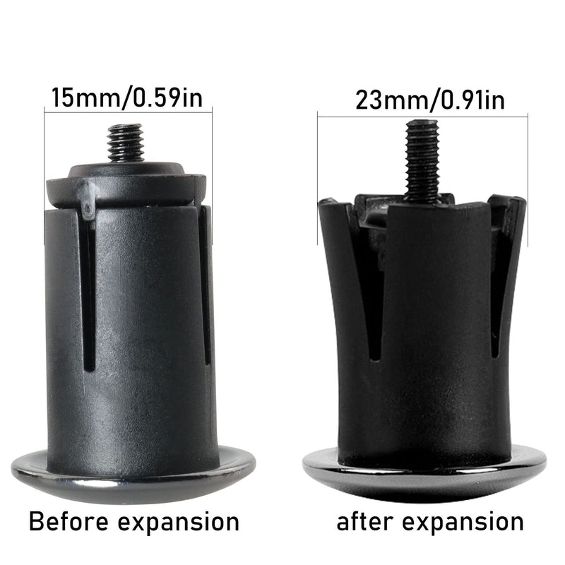 LUORNG 1Pairs Aluminum Alloy Bike Handlebar Bar End Plugs, Road Bicycle Grip, Expanding Adjustable Locking Caps for Mountain Bikes, Handlebars, Electroplating Black - BeesActive Australia