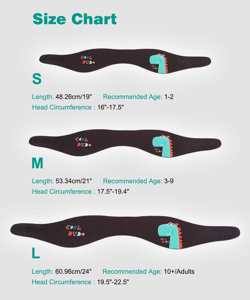 MoKo Swimming Headband for Kids & Adults, Cute Swimmers Headband Ear Band Waterproof Ear Protection Band (S Size for Kids Age 1-2, M Size for Kids Age 3-9, L Size for Kids Age 10+ and Adults) Black Medium (Pack of 1) - BeesActive Australia