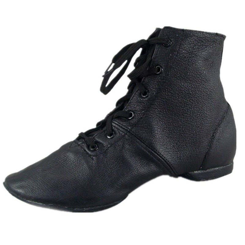 [AUSTRALIA] - Cheapdancing Children’s Practice Dancing Shoes Soft Leather Flat Lace-up Jazz Boots (Little Kid/Big Kid) 13 Little Kid Black 