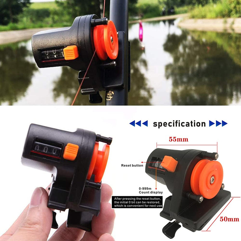 Fishing Line Counter, Fishing Line Depth Finder Counter Portable Fishing Tool Tackle Display Length Gauge Tackle Tool 0-999M, Accurate Manual Meter Gear for fishing line counter spooling and Trolling - BeesActive Australia