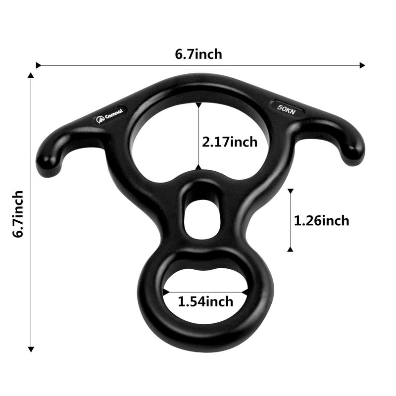 YXGOOD 50KN Rescue Figure, 8 Descender Large Bent-Ear Belaying and Rappelling Gear Belay Device Climbing for Rock Climbing Peak Rescue Aluminum Magnesium Alloy Black - BeesActive Australia