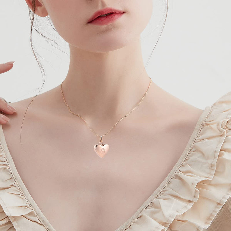 zeqingjw Pet Cremation Jewelry for Ashes Pendant Paw Print Pet Heart Urn Necklace Memorial Keepsake Jewelry for Pet/Dog's/Cat's Ashes 2PCS Silver+Rose Gold - BeesActive Australia