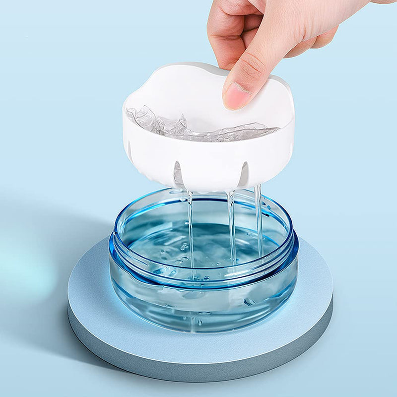 Denture Box,Denture Bath Case,Retainer Case Portable with Mirror,for Retainers,Bleaching Trays,Dentures & More,Easy to Clean (Blue) - BeesActive Australia