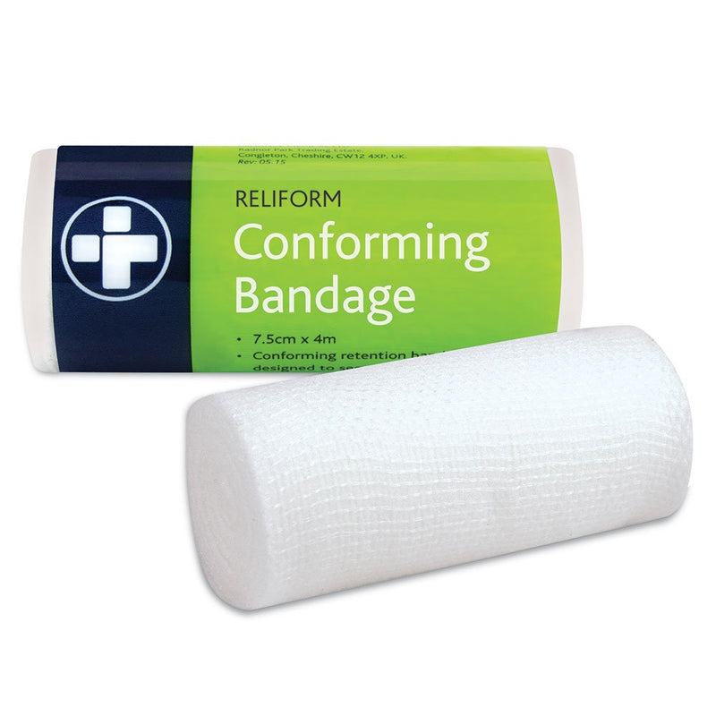 Reliform REL432 Conforming Bandage, 7.5 cm W x 4 m L, White - pack of 10 7.5cm x 4m Single - BeesActive Australia
