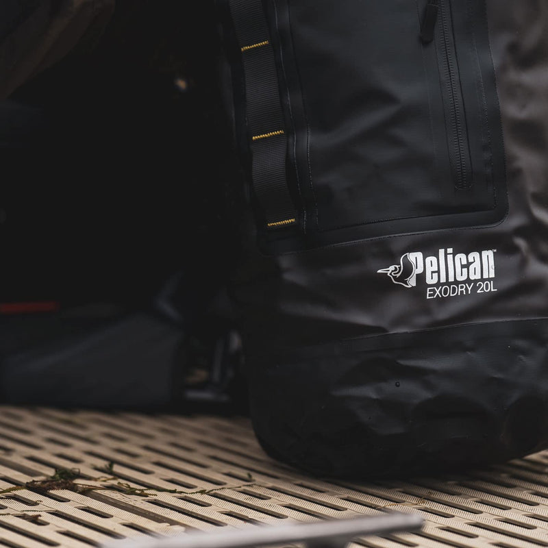 Pelican - ExoDry 20L Medium Drybag - Black - Waterproof - Shoulder Straps - Thick & Lightweight - Roll Top Dry Compression - Keeps Gear Dry for Kayaking, Rafting, Hiking, Fishing - BeesActive Australia