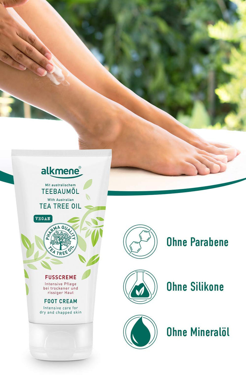 Alkmene Intensive Foot Cream Repairing Dry and Cracked Skin, Antifungal Cream Reducing Perspiration & Odors with Tea Tree Oil, Healing Rough Callused Sore Heels with Shea Butter for Soft Feel 100 ml - BeesActive Australia