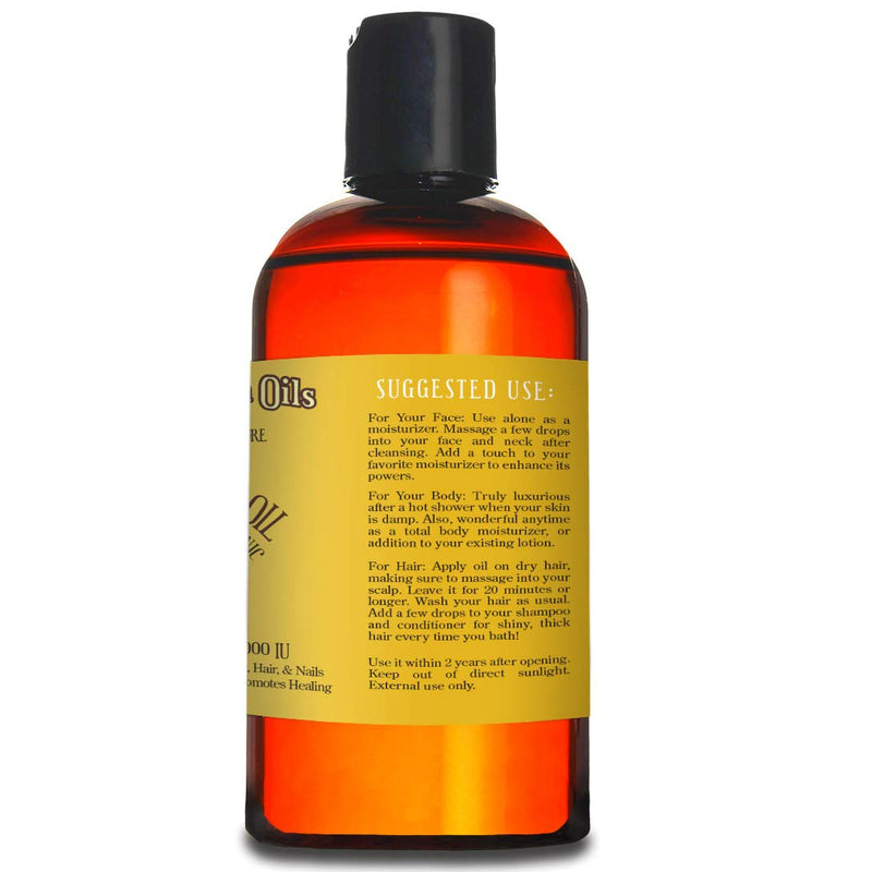8oz Vitamin E Oil, 100% Pure and Natural, D-Alpha Tocopherol, 75,000 I.U, Organic Antioxidant for Skin and Hair - Includes Pump & Flip Cap - BeesActive Australia