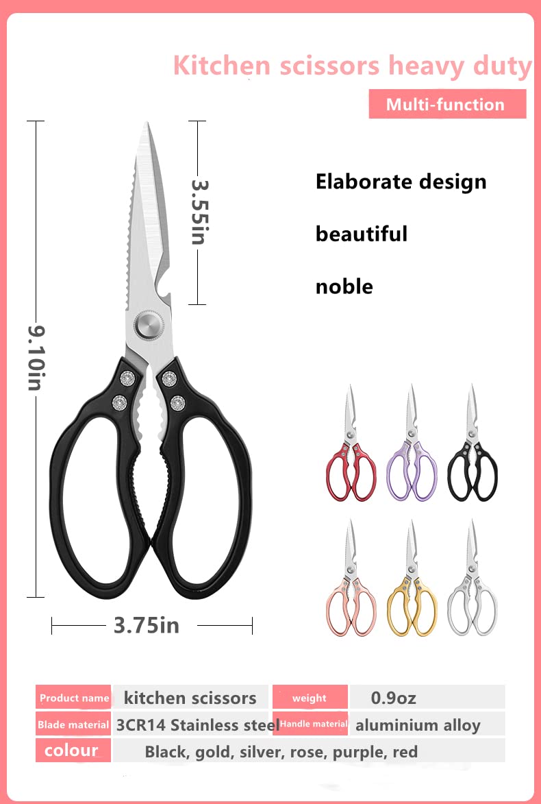 AWinjoy Kitchen Scissors, Heavy Duty Sharp Kitchen Shears Dishwasher Safe, Kitchen Accessories Cooking Shears for Kitchen Meat Chicken Fish Poultry Herb Bread (Black) Black - BeesActive Australia