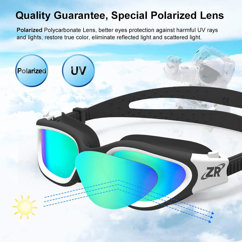 [AUSTRALIA] - ZIONOR Swimming Goggles, G1 Polarized Swim Goggles UV Protection Watertight Anti-Fog Adjustable Strap Comfort fit for Unisex Adult Men and Women A4-G1-Polarized Gold Lens White Frame 