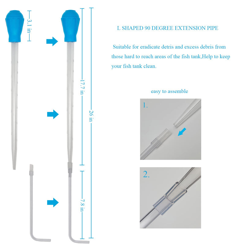 AREPK Aquarium Multifunction Coral Feeder Waste Clean Tool Manual Cleaner Water Changer Fish Tank Cleaning Tool Siphon Dropper Waste Remover Aquatic Bottom Feeder Pipette 25IN - BeesActive Australia