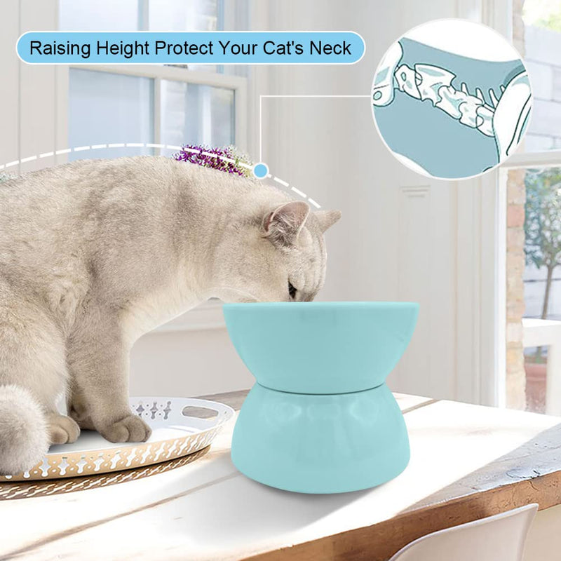 Cat Bowls for Food and Water,Elevated Cat Dog Bowls ,Dog Raised Bowls with Slow Feeder ,Removable Cat Bowl Non Spill Dog Water Bowls Cat Dishes for Small Medium Large Dogs and Cats Light Blue - BeesActive Australia