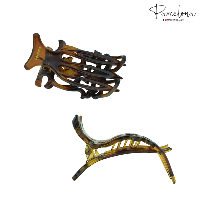 Parcelona French Intricate Celluloid Small Shell Slide in Side Slider Hair Updo Claw for Fine Hair - BeesActive Australia