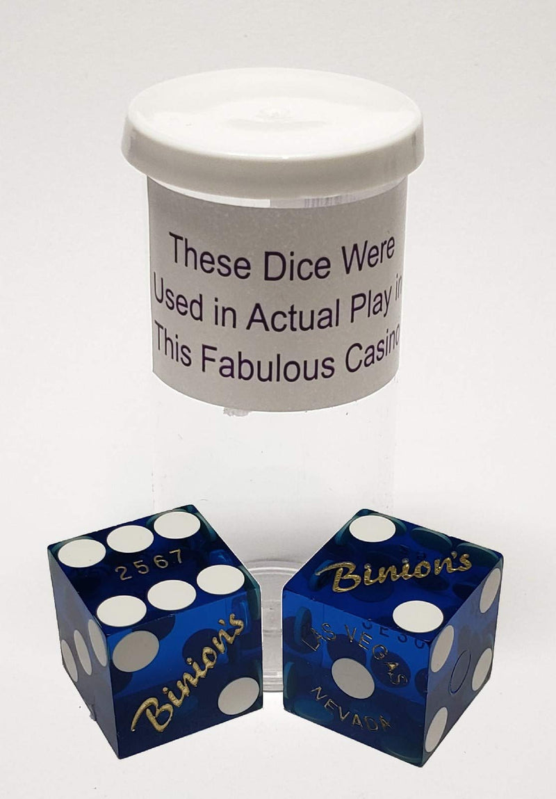 Cyber-Deals Binion's Las Vegas Casino 19mm Authentic Table-Played Dice Pair (Blue Polished) - BeesActive Australia