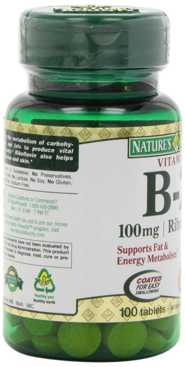 Nature's Bounty Vitamin B2 as Riboflavin Supplement, Aids Metabolism, 100mg, 100 Count, Pack of 3 - BeesActive Australia