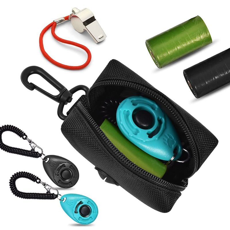 2 Pack Dog Poop Bag Holder for Leash Attachment - Waste Bag Dispenser for Leash - Fits Any Dog Leash - Portable Set with Hand Free Holder Metal Carrier (Each Bag Includes 1 Holder), 2 Pack Set 2 Count (Pack of 1) 2PCS Black - BeesActive Australia
