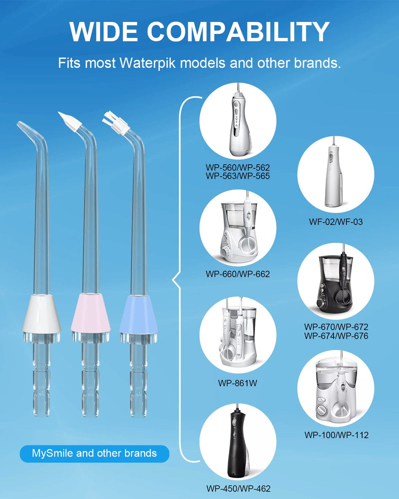 MySmile 10 PCS Replacement Jet Tips Oral Irrigator Nozzle Set Compatible with Waterpik Water Flosser, Includes Classic Tips Periodontal Pocket Tips and Plaque Seeker Tips - BeesActive Australia