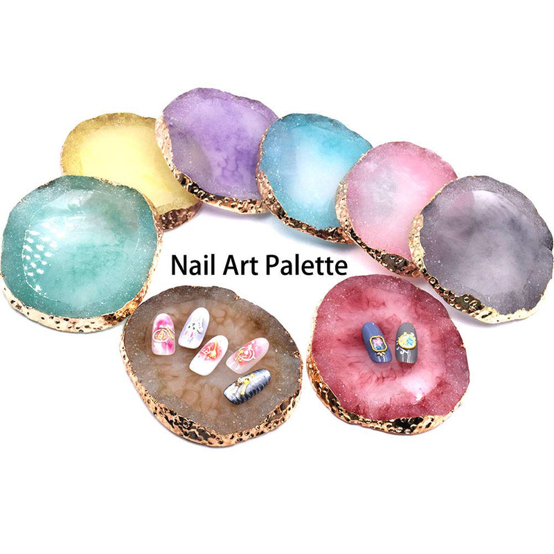 Nail Art Palette Natural Resin Stone Palette For Nails Gel Polish Pigment Holder Polish Colors Mixing Pallet Nail Painting Makeup Palette Display Tray Cosmetic Blue - BeesActive Australia