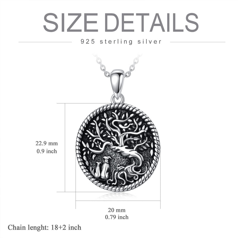 WINNICACA Pet Dog Necklace Sterling Silver Tree of Life Mother Child Pet Jewelry Pet Dog Pendant Animal Gifts for Animal Lovers Birthday Christmas - BeesActive Australia