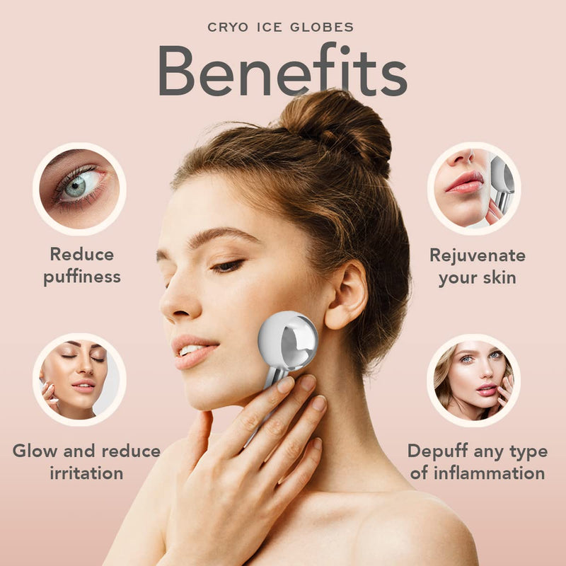 Hana Emi Ice Globes for Face and Eyes - Face Ice Roller - Steel Cryo Globes - Rejuvanate Skin - Ice Face Roller - Face Massager for Muscle Pain - Set of 2 Unbreakable Globes Metal Globes - BeesActive Australia