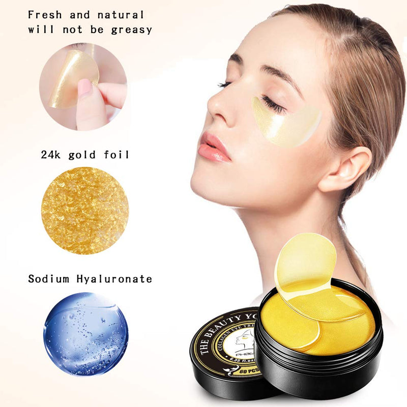 Under Eye Patches,PHOEBE 24K Gold Under Eye mask Bags Treatment Mask,Under Eye Mask Reduces Dark Circles,Eye Mask for Puffy Eyes,Under Eye Gel Patches Anti-Aging 30Pairs - BeesActive Australia