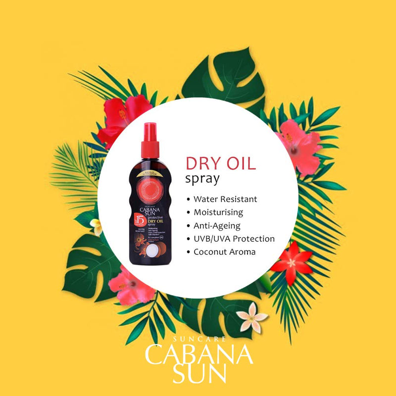 Cabana Sun CABANA Deep Tanning Dry Oil Spray SPF15-200 ml + Deep Tanning Dry Oil Spray SPF20 - BeesActive Australia