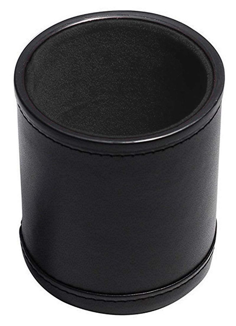 Cyber-Deals Set Black PU Leather Dice Cup w/Plush Black Felt Lining, 16mm Pearlized Dual-Tone Dice, Black Pouch Set, Gift Boxed (Gold/Black, Gold Pips) Gold/Black, Gold Pips - BeesActive Australia