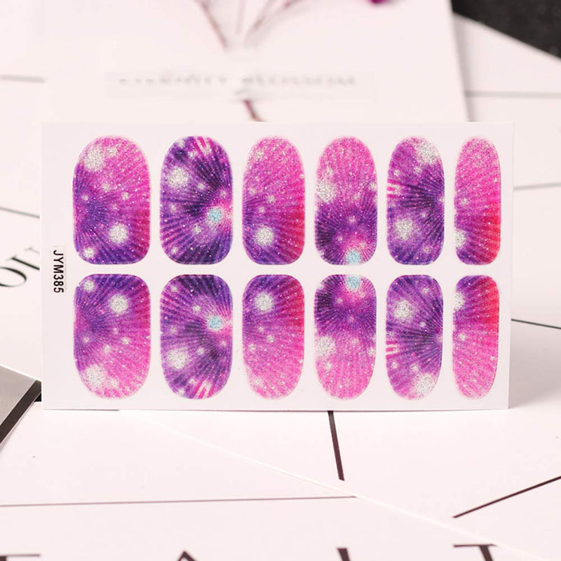 SILPECWEE 6 Sheets Adhesive Nail Art Polish Stickers Tips Starry Aurora Nail Wraps Decals Strips Set Manicure Decoration And 1Pc Nail File - BeesActive Australia