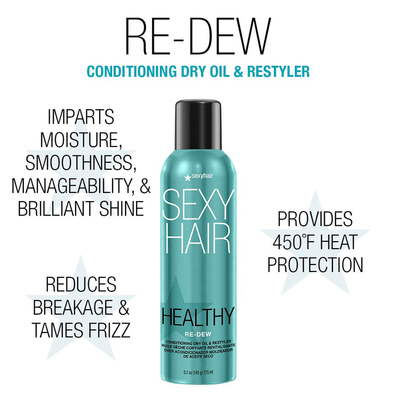 SexyHair Healthy Re-Dew Conditioning Dry Oil and Restyler, 5.1 Oz | Moisture, Smoothness, Manageability and Shine | Tames Frizz | All Hair Types - BeesActive Australia