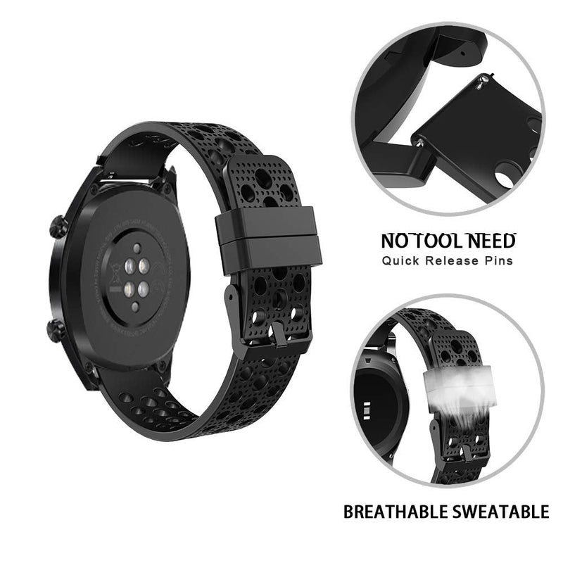 Compatible with Garmin Venu 2 Plus Bands, YOUkei Silicone Replacement Wristbands Sport Strap with Metal Buckle Compatible with Garmin Venu Sq Smartwatch/Venu 2 Plus Smartwatch 2022 (Black) Black - BeesActive Australia