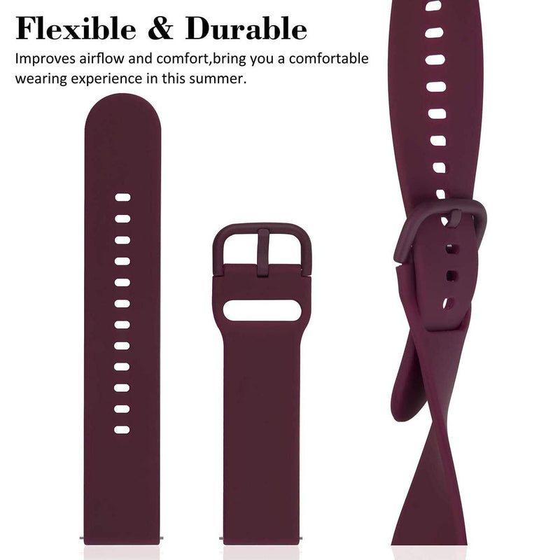 ViCRiOR Bands Compatible with Garmin Vivomove HR, Quick Release Soft Silicone Fadeless Pattern Printed Floral Replacement Band for Garmin Vivomove HR Sport/Premium 3 Pack (Leopard + Pink + Wine) - BeesActive Australia