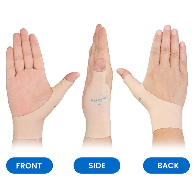 VELPEAU Elastic Thumb Compression Sleeve - Flexibility & Stability. Breathable thumb and wrist sleeve gentle support alleviates discomfort from Arthritis, Joint Pain, Tendonitis, and Sprains. Fits both left and right hands (Long Version, Medium) - BeesActive Australia